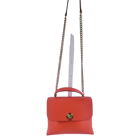 Kate Spade Orange Leather 2-in-1 Satchel or Crossbody Bag Detachable Chain Strap - Picture 2 of 15